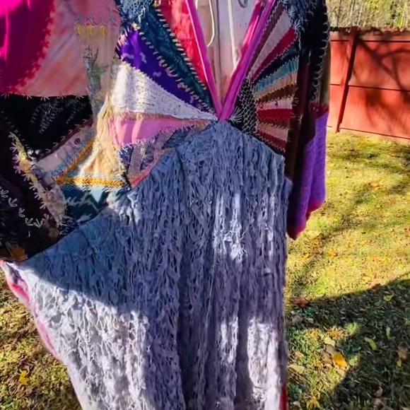 Painted Oyster Upcycled One Of A Kind Dress (One Size) - Picture 3 of 11